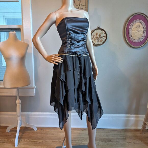 Jessica McClintock Black Strapless Midi Dress - Picture 2 of 10